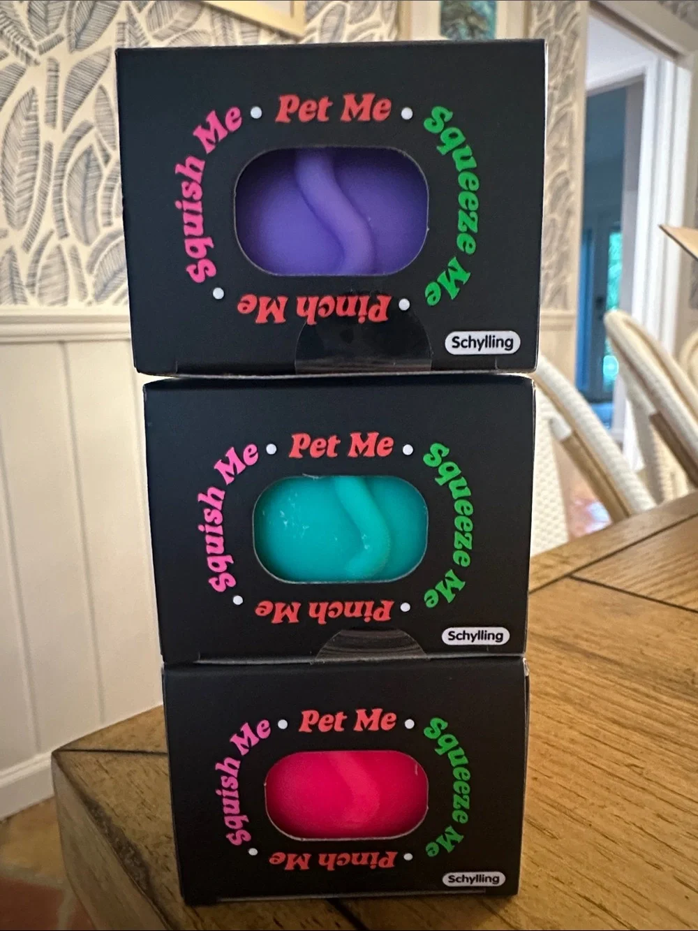 Schylling NeeDoh Cool Cats Stress Toy - Purple, Teal, Pink (3 Total)